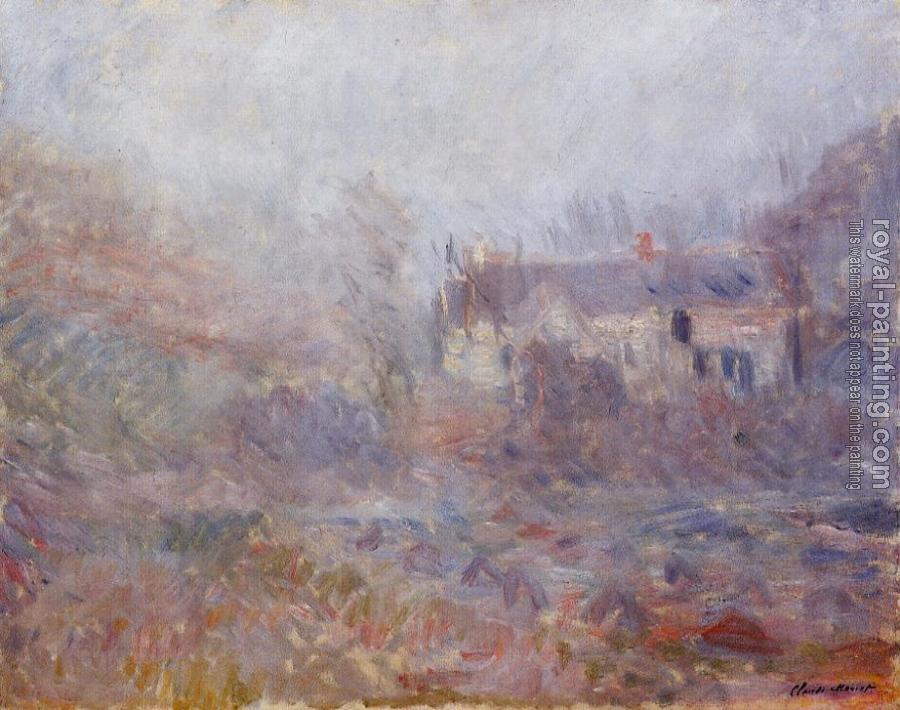 Claude Oscar Monet : Houses at Falaise in the Fog